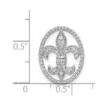 14k White Gold Oval 1/5 carat Diamond Fleur de Lis in Oval Chain Slide - Image 4
