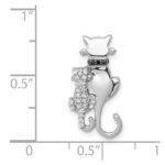 14k White Gold White and Black Diamond Big and Little Cats Chain Slide - Image 4
