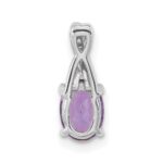 14k White Gold 7x5mm Oval Amethyst and Diamond Pendant - Image 4