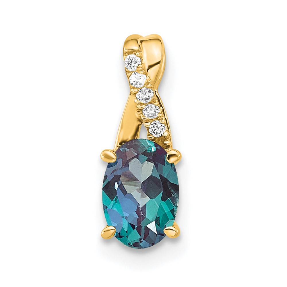 PM4235-CA-003-4YA.jpg 14k 7x5 Oval June/Lab Created Alexandrite and Diamond Pendant - Image 1
