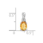 14k White Gold 7x5mm Oval Citrine and Diamond Pendant - Image 3