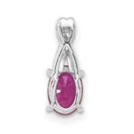 14K White Gold 7x5 Oval July/Lab Created Ruby and Diamond Pendant - Image 3