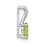 14k White Gold 7x5mm Oval Peridot and Diamond Pendant - Image 2