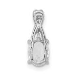 14K White Gold 7x5 Oval April/White Topaz and Diamond Pendant - Image 3