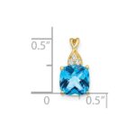 10k Checkerboard Blue Topaz and Diamond Pendant - Image 2