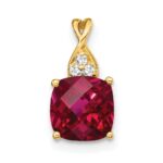 10k Checkerboard Created Ruby and Diamond Pendant