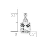 14k White Gold 7mm Cushion Checkerboard April/White Topaz and Diamond Pendant - Image 2
