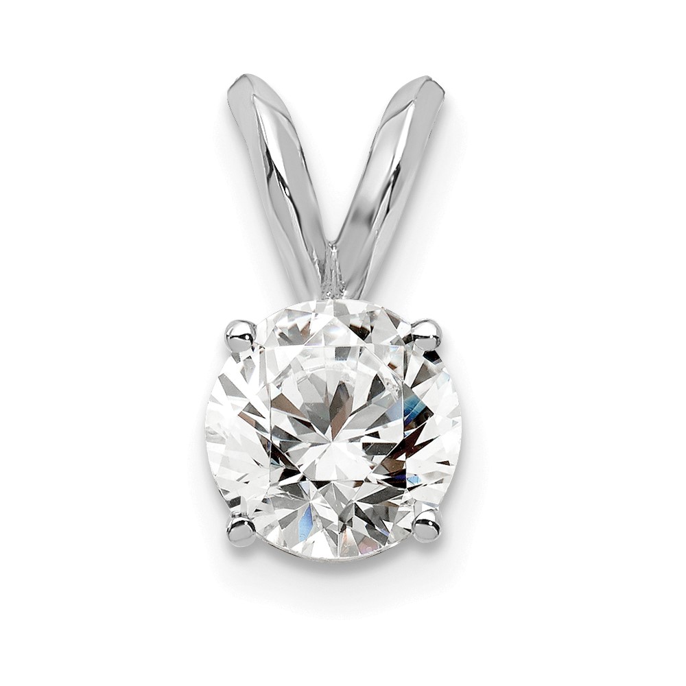 PM4396-050-WAA.jpg 14k White Gold 1/2 carat Certified Lab Grown Diamond VS+ F+ Round Complete Four Prong Solitaire Pendant - Image 1