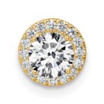 14k 1/2 carat Lab Grown Diamond VS/SI+ G+ Semi Mount 8.2mm Center Round Halo Chain Slide Pendant - Image 4