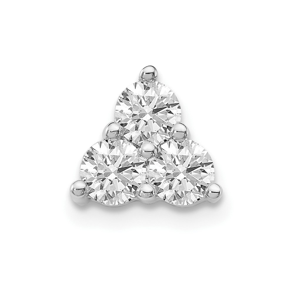 PM4677-050-WA.jpg 14k White Gold 1/2 carat Lab Grown Diamond VS/SI+ G+ Complete Three Stone Triangle Chain Slide Pendant - Image 1