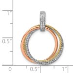 14k Tri-color 1/6 carat Diamond Three Intertwined Circles Pendant - Image 4