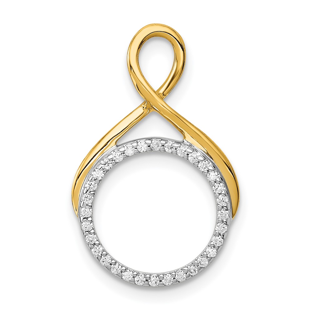 PM4723-010-YWA-1.jpg 14k Two Tone 1/10 carat Lab Grown Diamond VS/SI+ G+ Complete Fashion Circle Dangle Chain Slide Pendant - Image 1