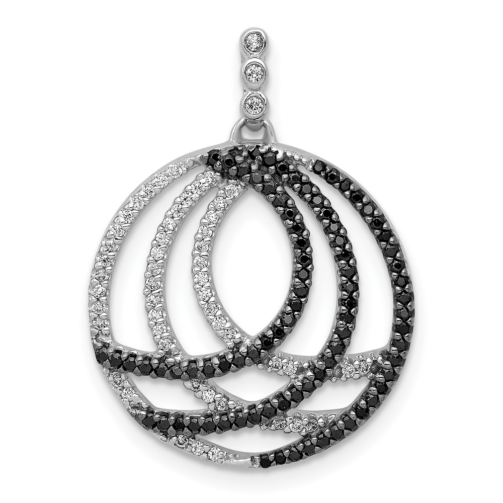 PM4734-BK-040-WA.jpg 14k White Gold 3/8 carat White and Black Diamond Fancy Circle Chain Slide - Image 1