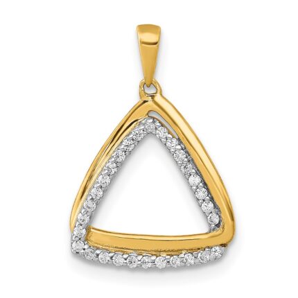 14k Polished 1/6 carat Diamond Double Triangle Pendant