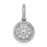 14k White Gold 1/4 carat Diamond Round Halo Cluster Pendant