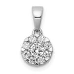14k White Gold 1/3 carat Diamond Round Halo Pendant