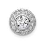 14k White Gold 1/2 carat Lab Grown Diamond VS/SI+ G+ Round Complete Halo Chain Slide Pendant