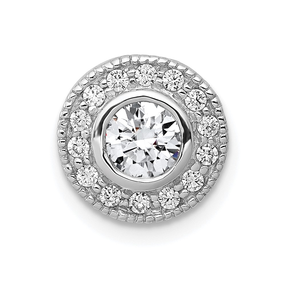PM4755-050-WA.jpg 14k White Gold 1/2 carat Lab Grown Diamond VS/SI+ G+ Round Complete Halo Chain Slide Pendant - Image 1