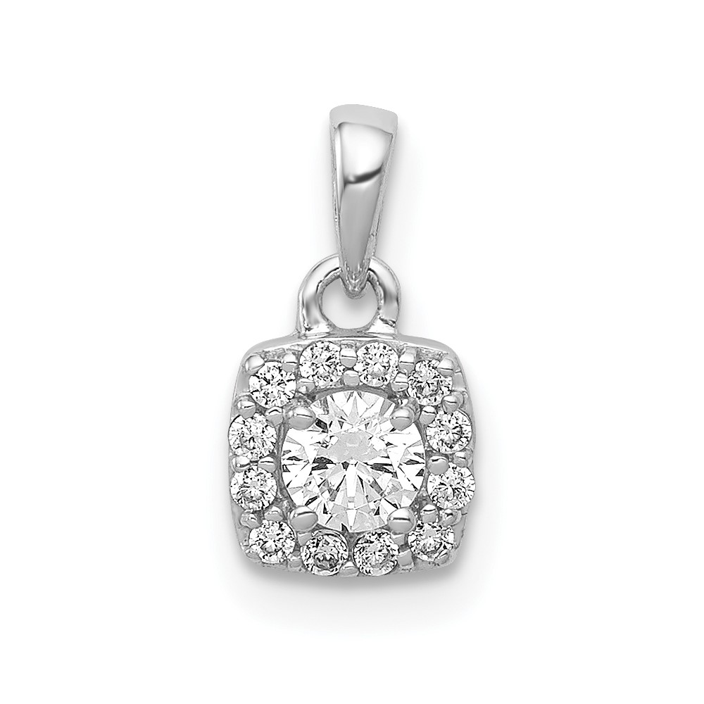 PM4762-033-WA.jpg 14k White Gold 1/3 carat Diamond Square Halo Cluster Pendant - Image 1