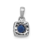 14k White Gold 1/3 carat Blue and White Diamond Square Halo Pendant - Image 3
