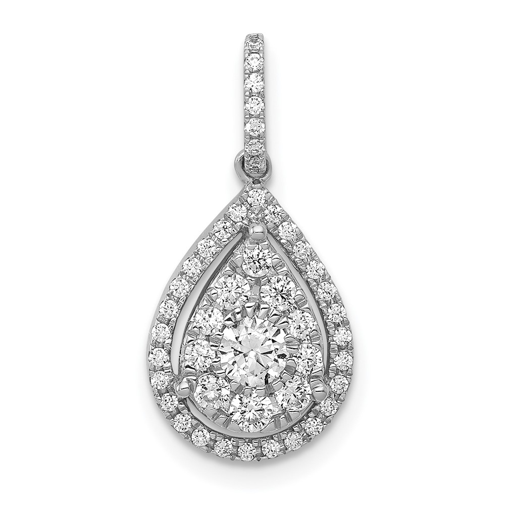 PM4776-050-WA.jpg 14k White Gold 1/2 carat Diamond Halo Teardrop Pendant - Image 1