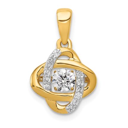 14k Polished 1/3 carat Vibrant Moving Diamond Fancy Knot Pendant