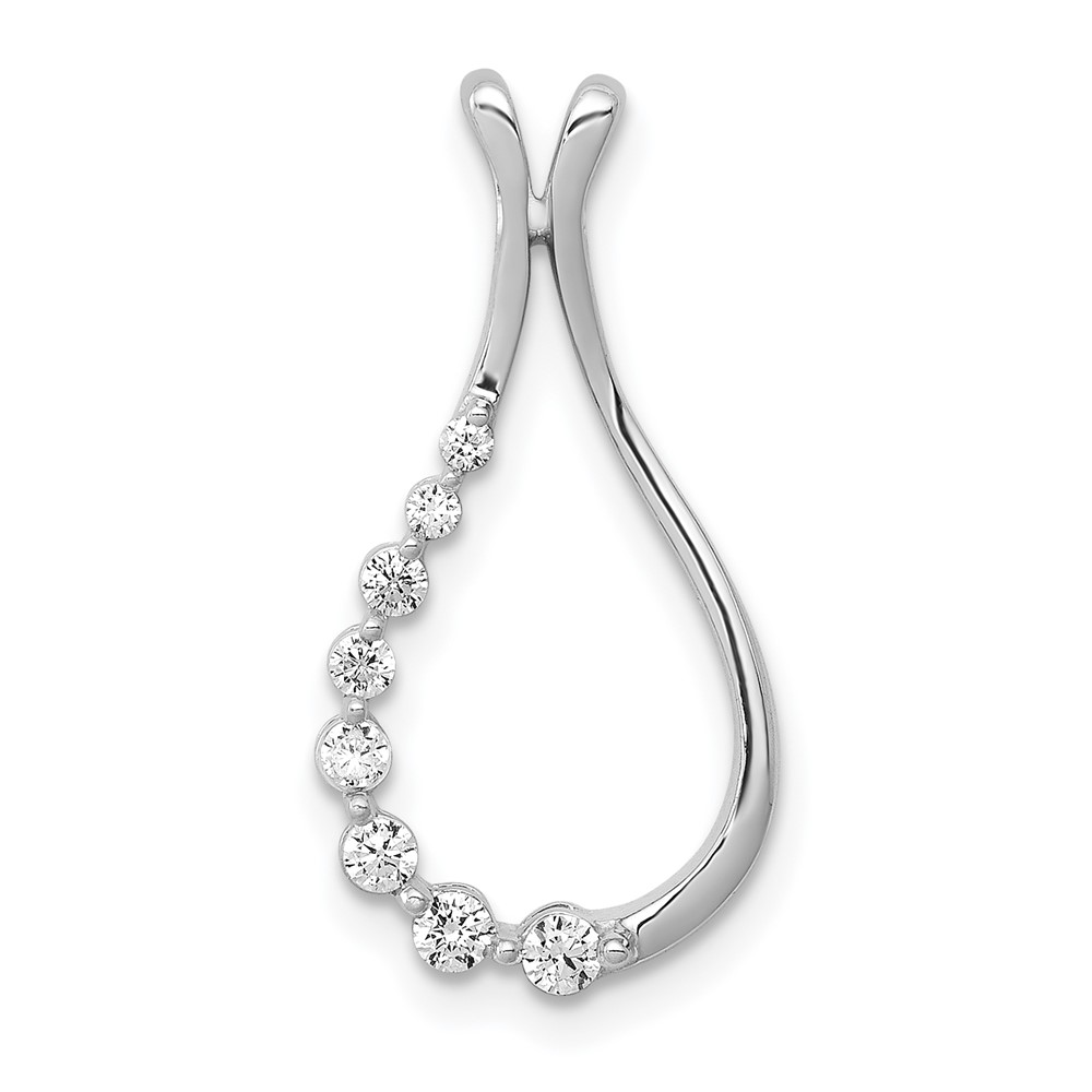 PM4790-020-WA.jpg 14k White Gold 1/6 carat Lab Grown Diamond VS/SI+ G+ Teardrop Chain Slide Pendant - Image 1