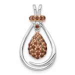 14k White Gold with Rose Rhodium 1/4 carat Champagne Diamond Teardrop Chain Slide