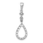 14k White Gold 1/8 carat Diamond Vintage Teardrop Pendant - Image 3