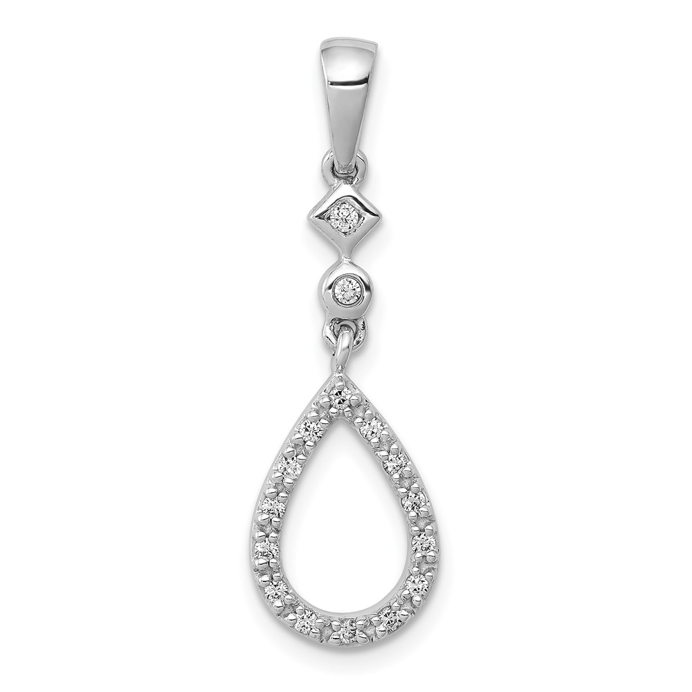 PM4798-013-WA.jpg 14k White Gold 1/8 carat Diamond Vintage Teardrop Pendant - Image 1