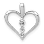 14k White Gold 1/10 carat Diamond 3-stone Heart Pendant