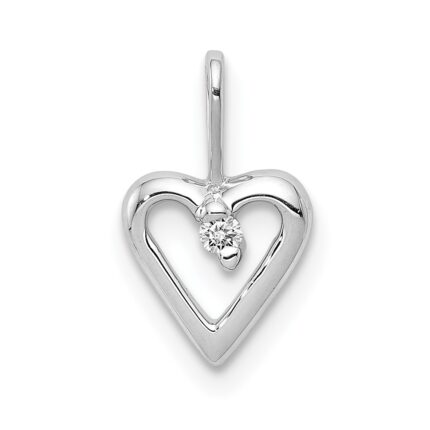 14k White Gold .02 carat Diamond Heart Pendant