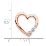 14k Rose Gold 1/6 carat Diamond 3-Stone Heart Chain Slide - Image 4