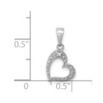 14k White Gold .01 carat Diamond Curved Heart Pendant - Image 4