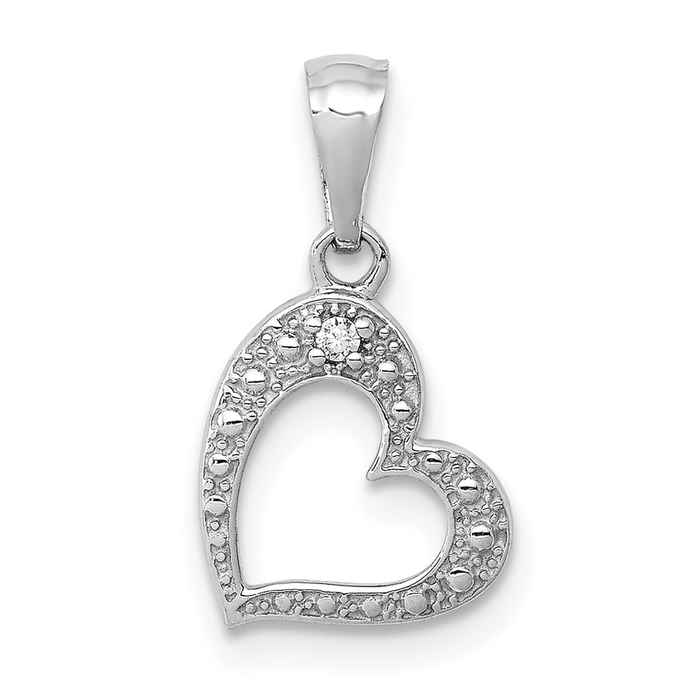 PM4859-001-WA.jpg 14k White Gold .01 carat Diamond Curved Heart Pendant - Image 1
