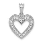 14k White Gold 1/3 carat Diamond Heart Pendant