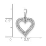 10K White Gold 1/4ct. Diamond 2-row Heart Pendant - Image 4