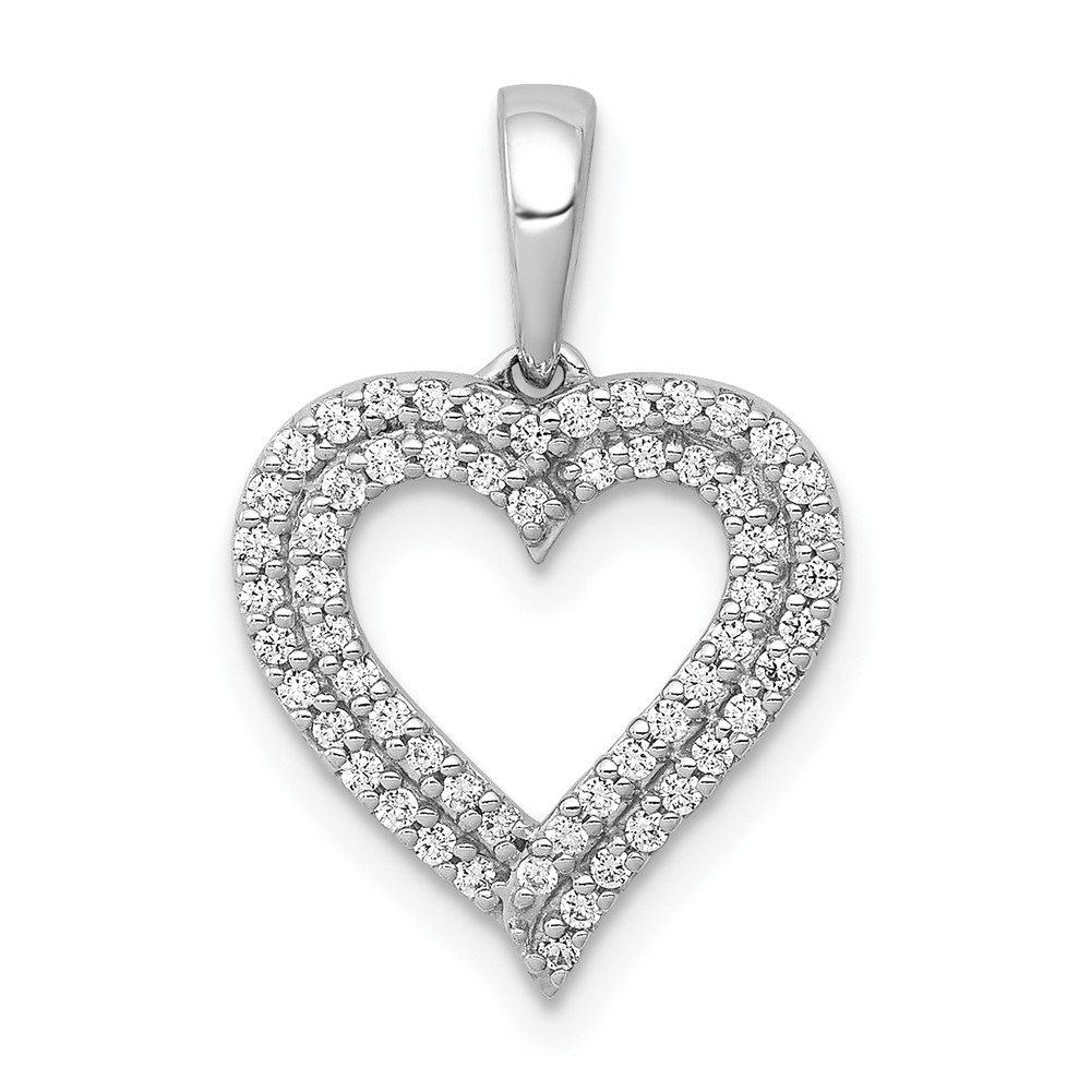 PM4864-025-1WA.jpg 10K White Gold 1/4ct. Diamond 2-row Heart Pendant - Image 1