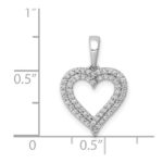 14k White Gold 1/4 carat Diamond 2-row Heart Pendant - Image 4