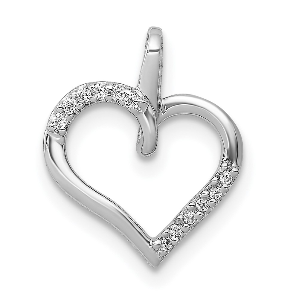 PM4867-005-WA.jpg 14k White Gold 1/20 carat Diamond Heart Pendant - Image 1