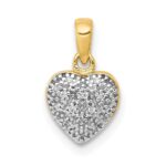 10k w/ White Rhodium Diamond Heart Pendant