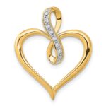 14k 1/20 carat Diamond Heart and Infinity Pendant Fits up to 2mm Regular/4mm Fancy or Reversible Omega