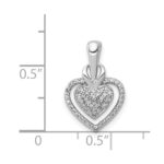 14k White Gold 1/5 carat Pave Diamond Fancy Double Heart Chain Slide - Image 4