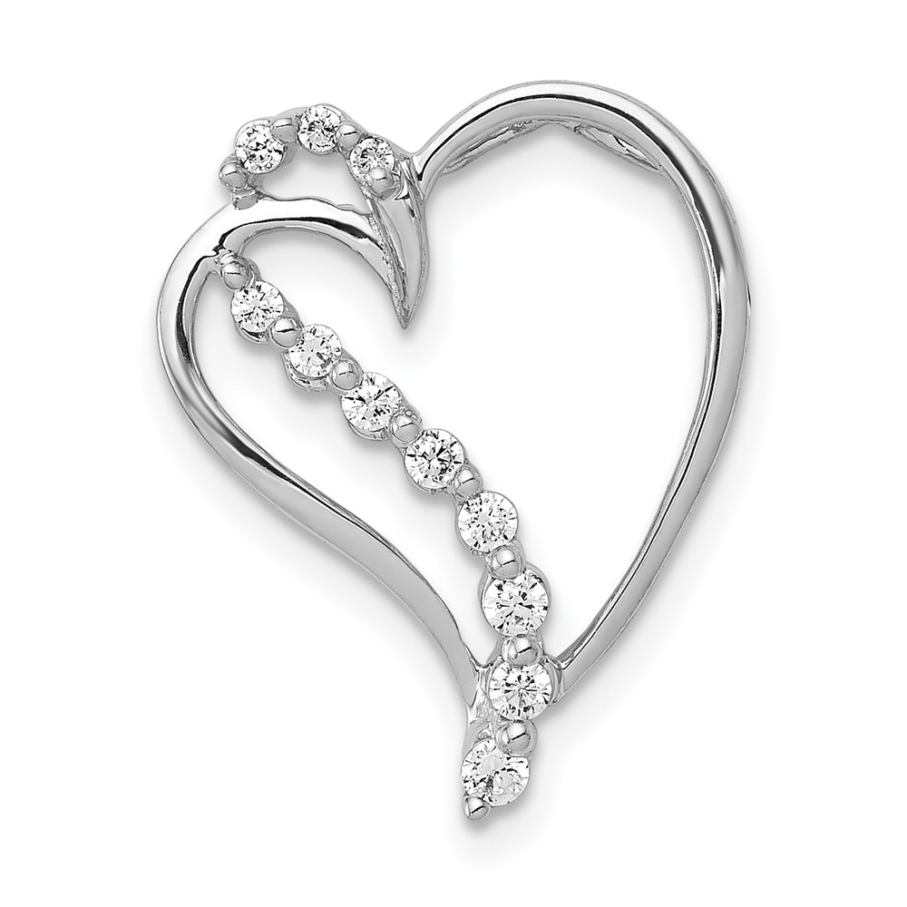 PM4892-016-WA.jpg 14k White Gold 1/6 carat Diamond Heart Chain Slide - Image 1