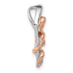 14k White and Rose Gold Diamond Polished Heart with Bow Chain Slide - Image 2