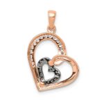 14k Rose Gold and Black Rhodium Champagne and White Diamond Hearts Pendant - Image 3