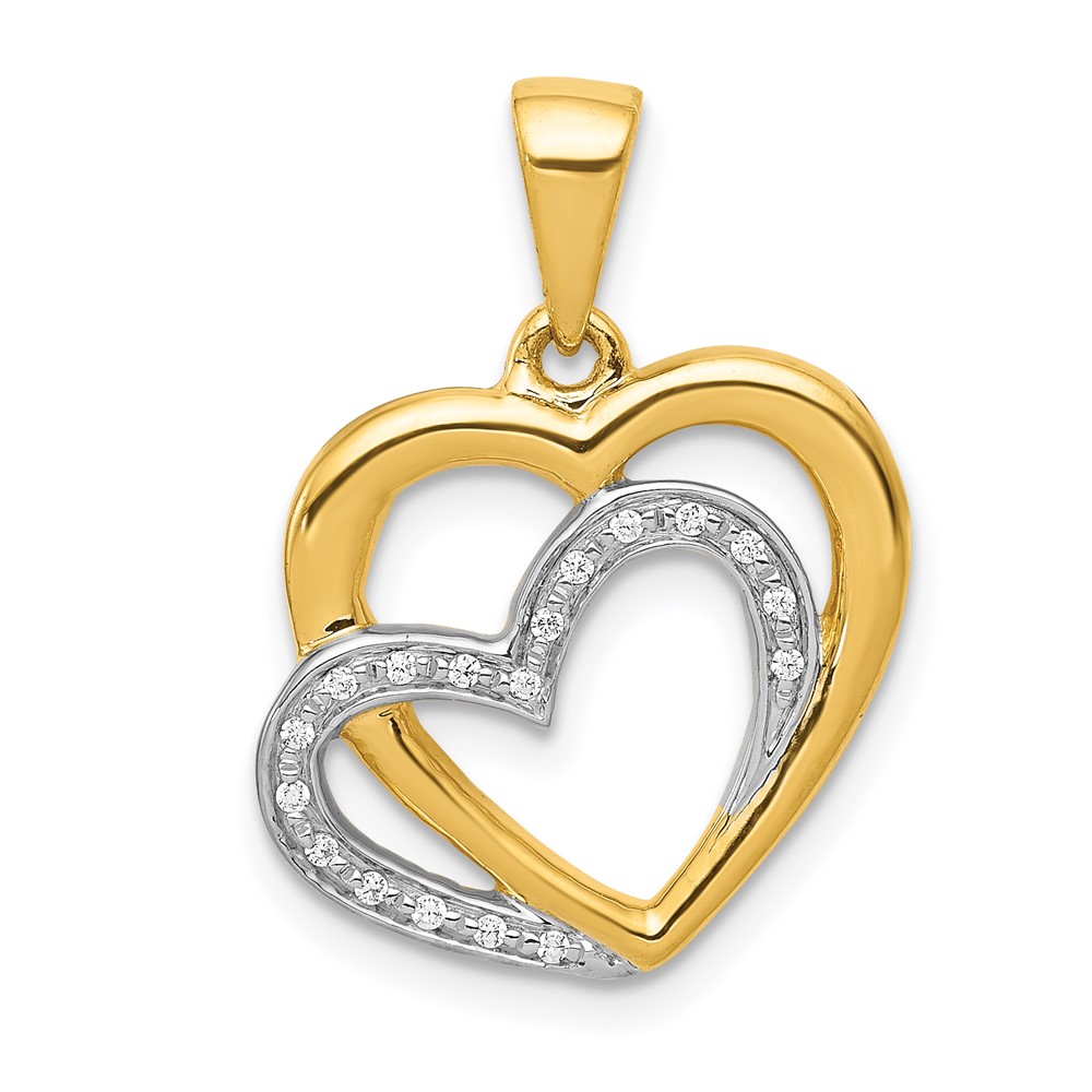 PM4902-005-YA.jpg 14k and White Rhodium Diamond Entwined Hearts Pendant - Image 1