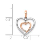 14kt White and Rose Gold Dangling Heart in Diamond Heart Pendant - Image 4