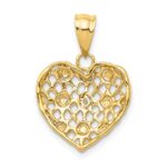 10k and White Rhodium 1/2pt Diamond Heart Pendant - Image 3
