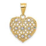 14k and White Rhodium 1/2 point Diamond Filigree Heart Pendant